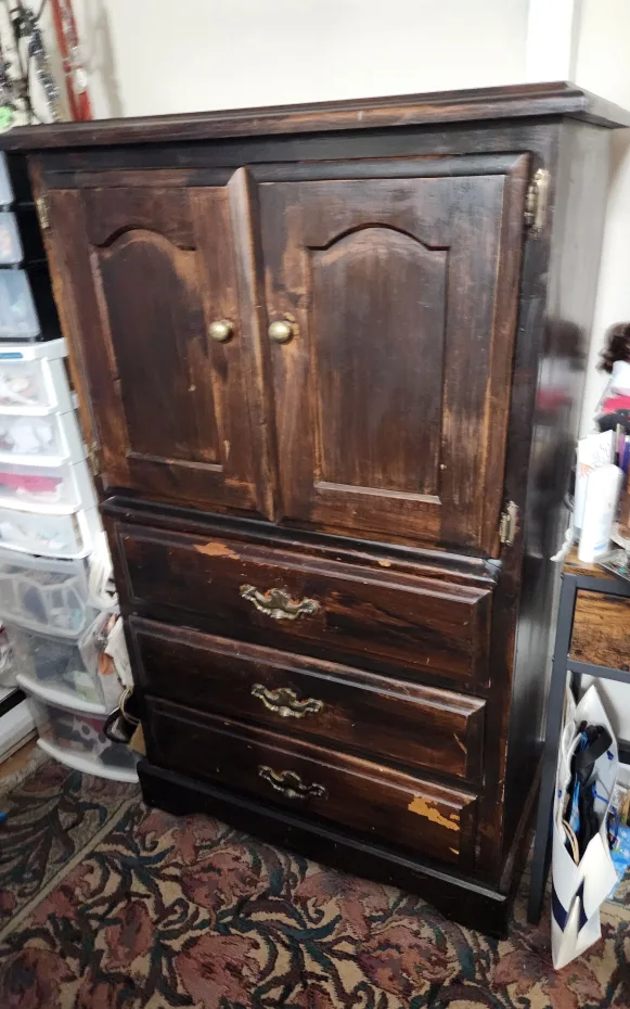 Dark Brown Wooden Armoire thumbnail