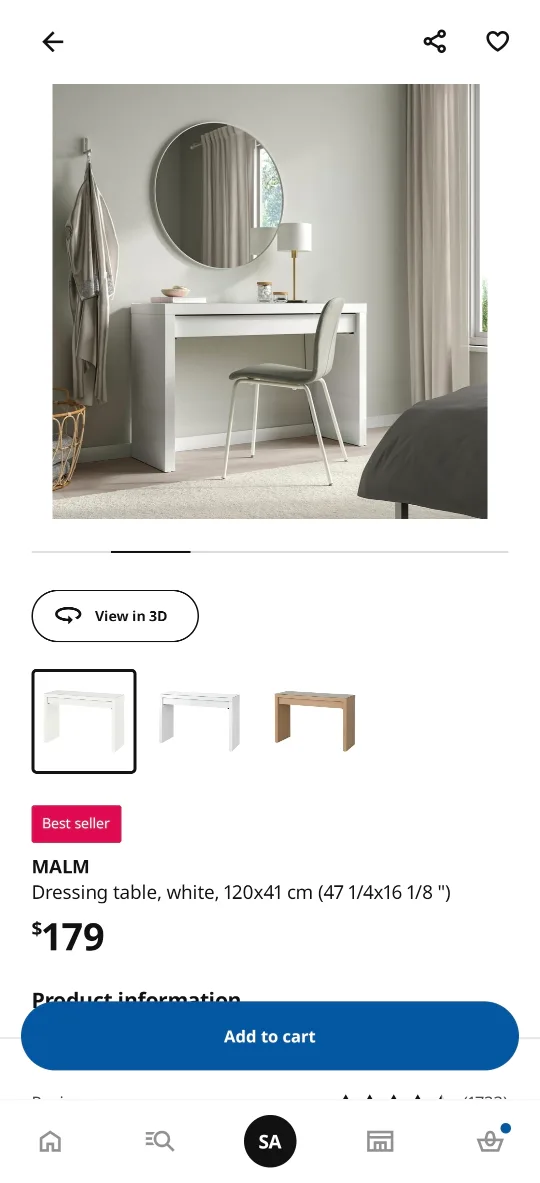 IKEA MALM Dressing Table, White image indicator(3)