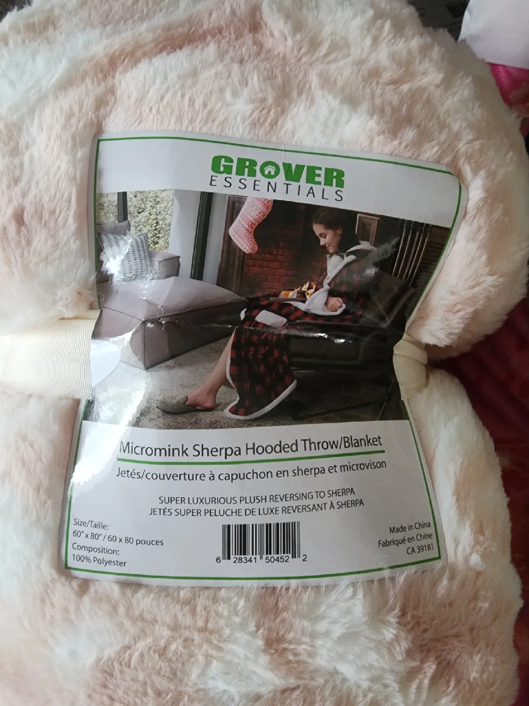 Grover Essentials Micromink Sherpa Hooded Blanket 60x80