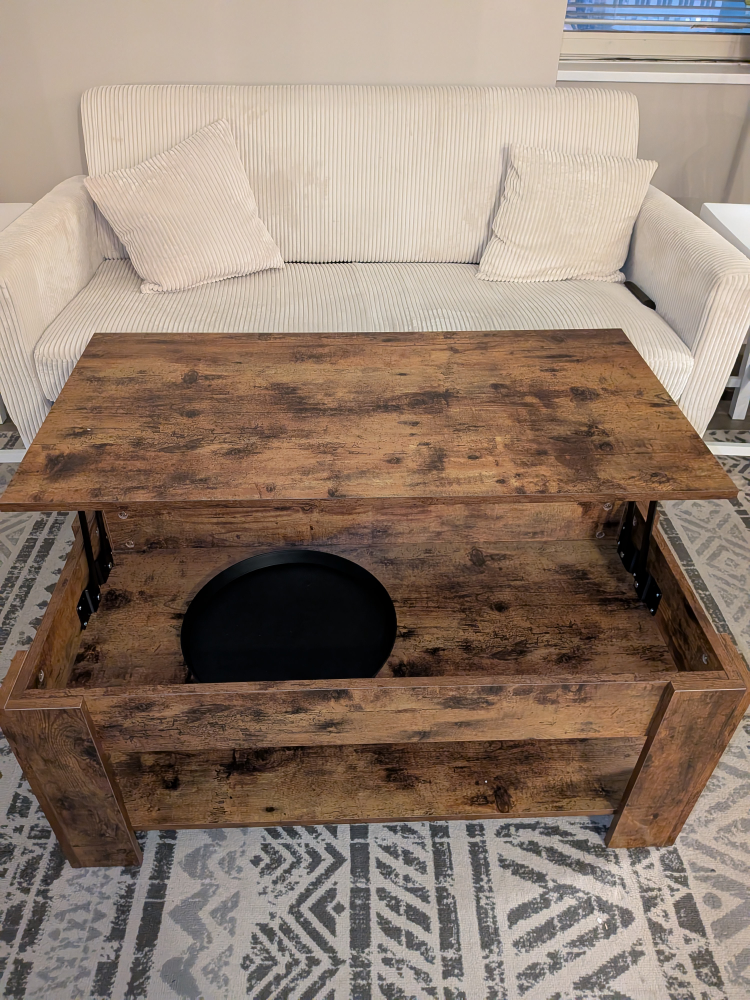 Lift Top Coffee Table, Rustic Brown