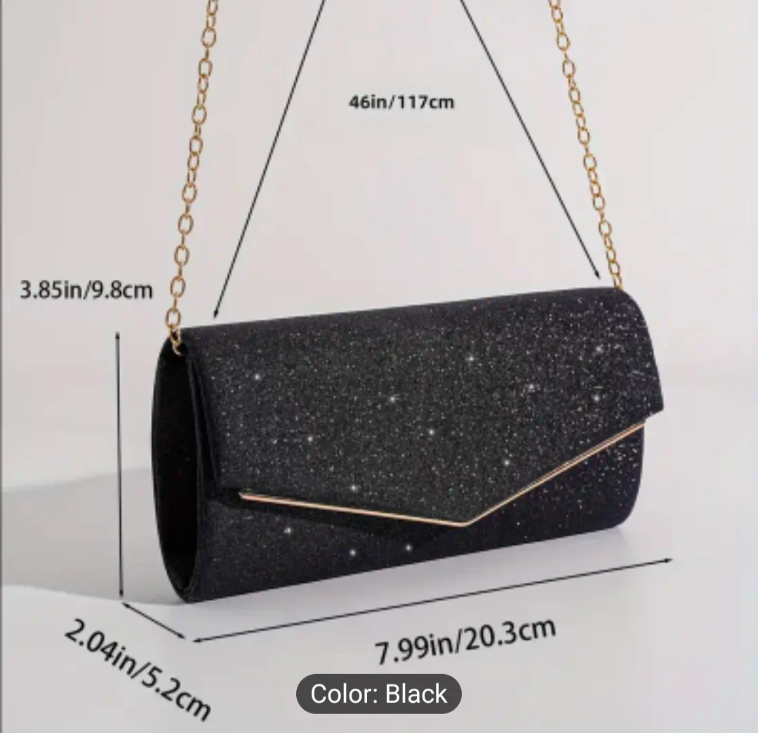 brand new Sparkly Black Clutch with Chain Strap thumbnail