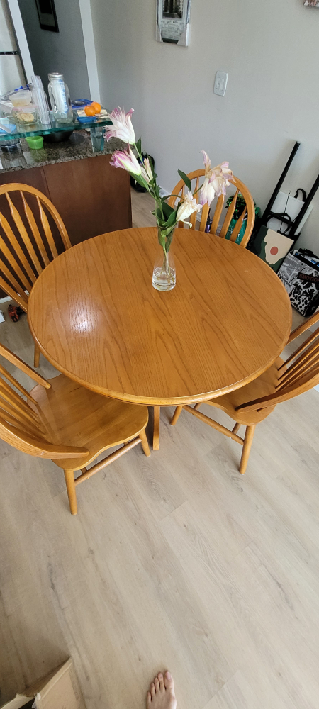 Round Oak Wooden Dining Table with 4 Chairs - photo 2