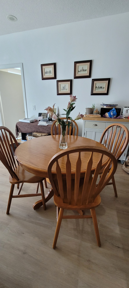 Round Oak Wooden Dining Table with 4 Chairs - photo 3