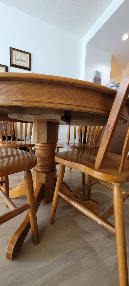 Round Oak Wooden Dining Table with 4 Chairs - photo 4
