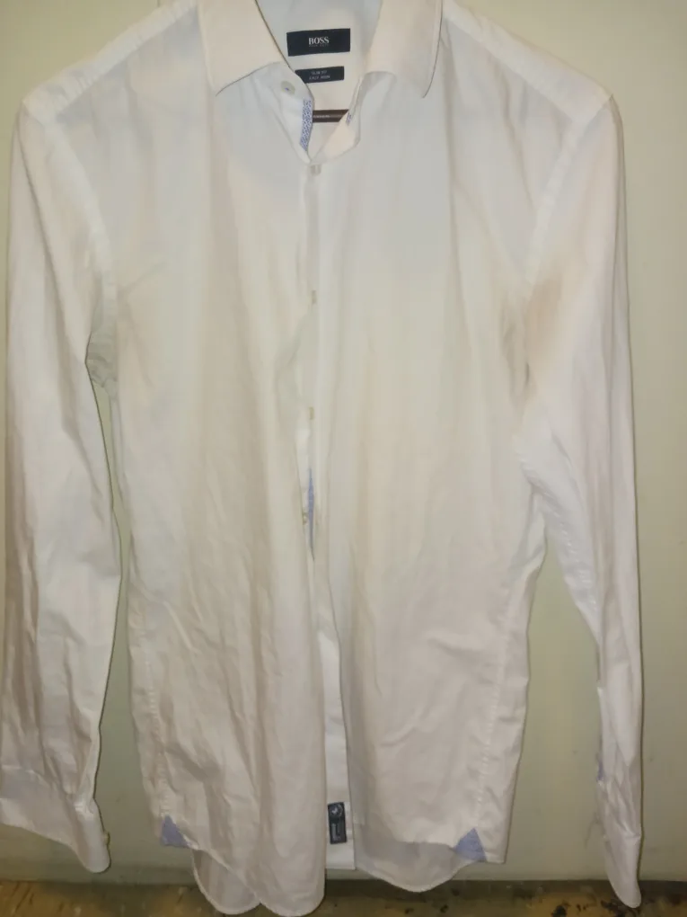 🥕🥕🥕🥕🥕BOSS White Slim Fit Easy Iron Shirt thumbnail