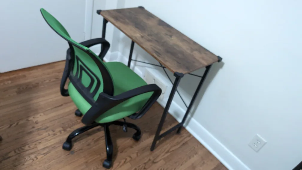 Perfect Workstation -Desk - Brown Wood Top+ Ergonomic chair image indicator(3)
