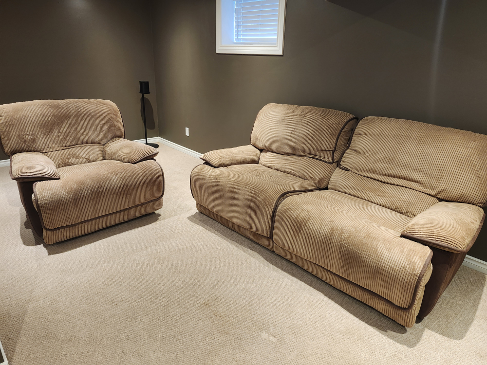Corduroy Reclining Sofa Set - Couch and Chair