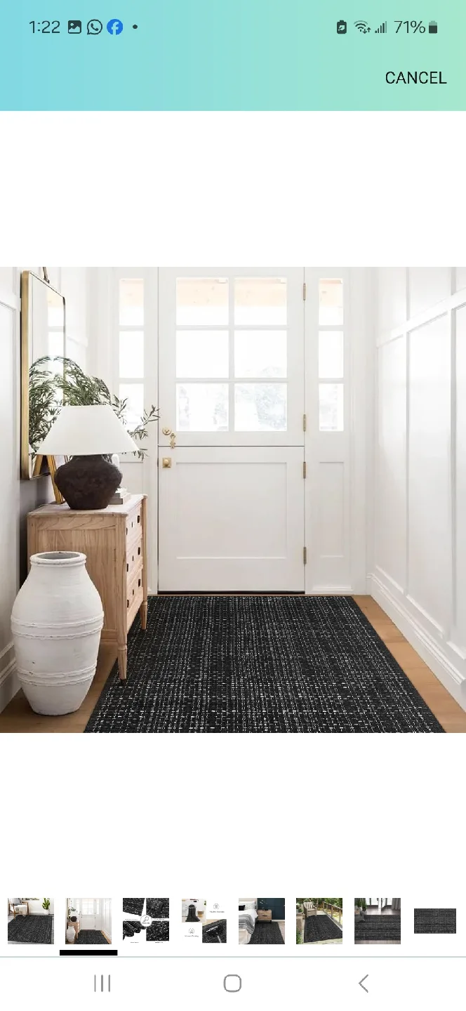 Black & White Woven Rug - Eco-Friendly & Washable runner thumbnail