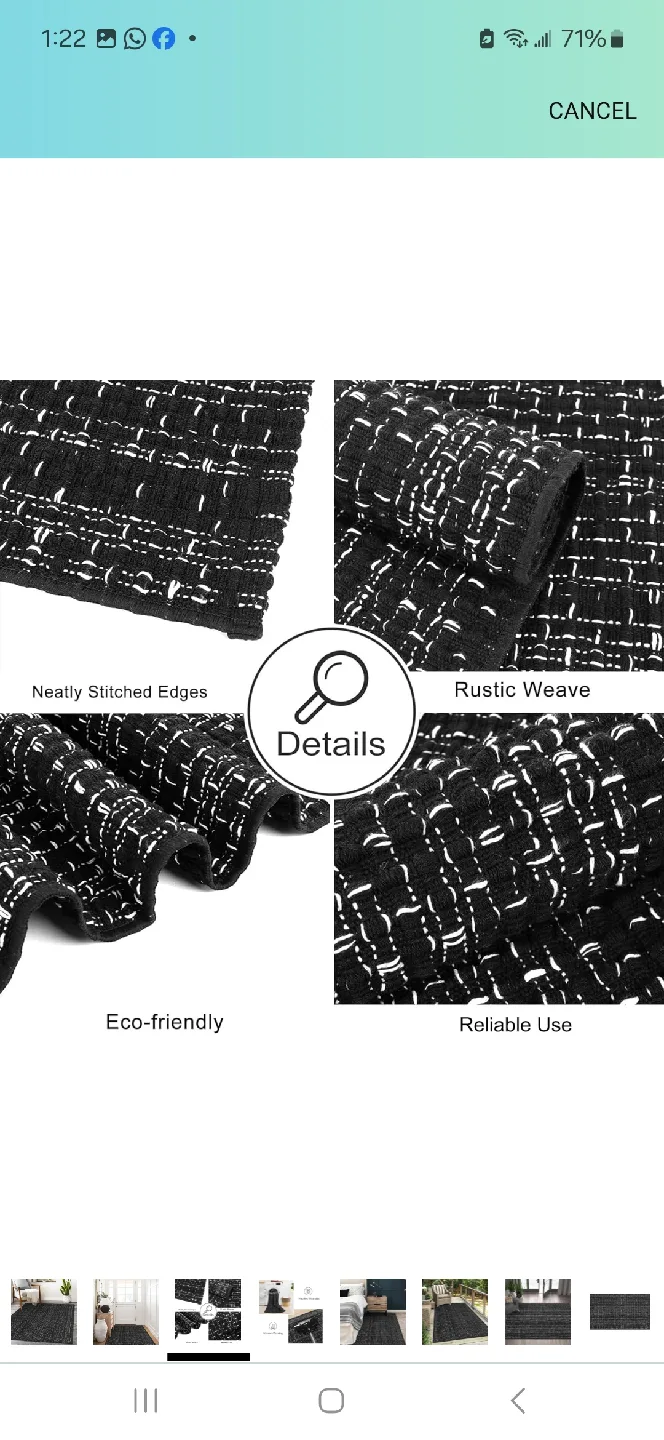 Black & White Woven Rug - Eco-Friendly & Washable runner image indicator(2)