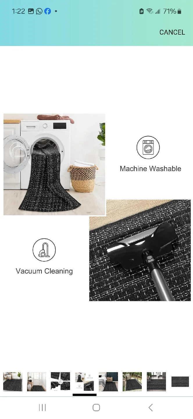 Black & White Woven Rug - Eco-Friendly & Washable runner image indicator(3)