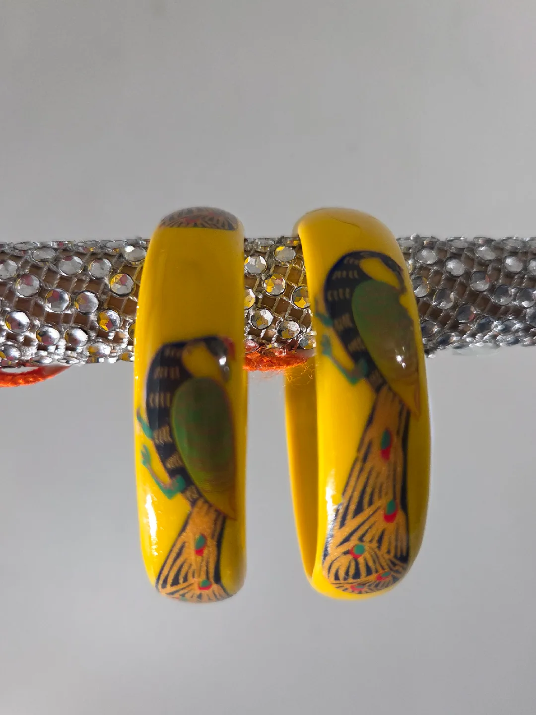 Yellow Bangle Bracelets with Peacock Design image indicator(2)
