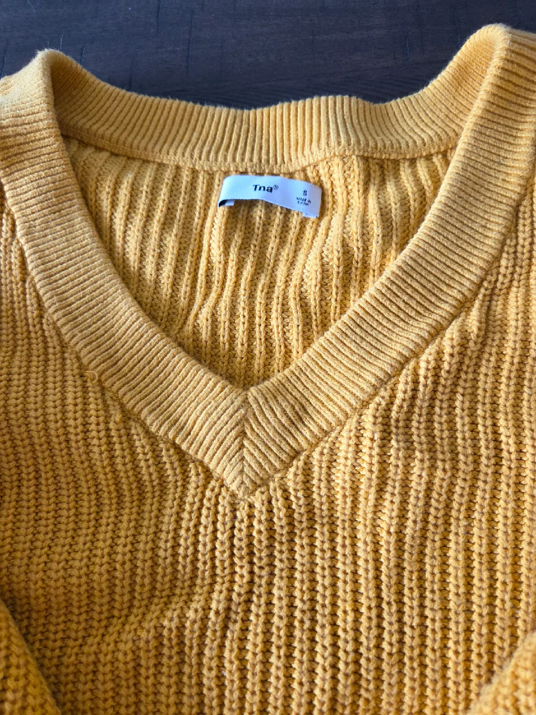 TNA Yellow V-Neck Sweater - Size Small 🥕 image indicator(3)