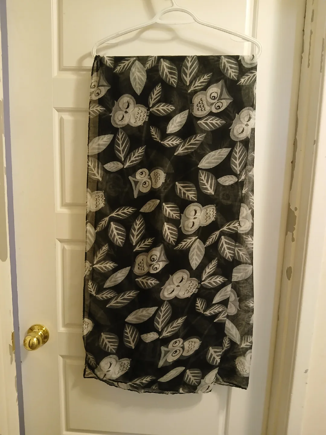 Owl Print Scarf - Black and White thumbnail