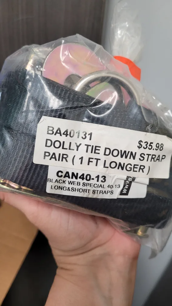 Dolly Tie Down Strap Pair (1 ft Longer)