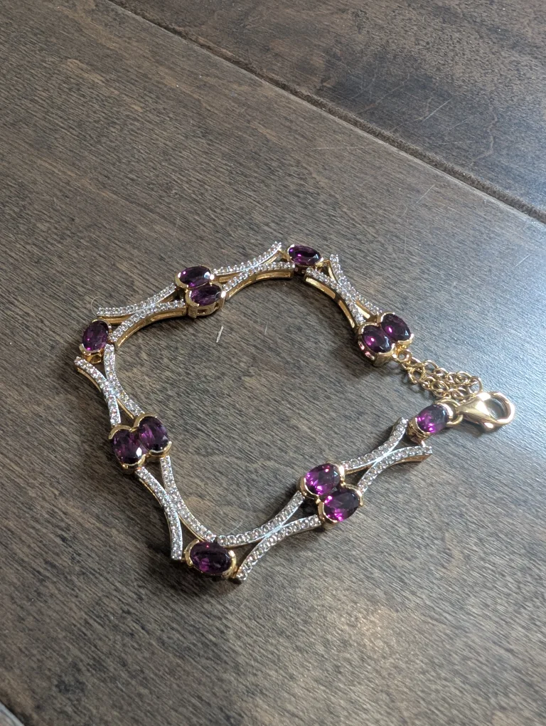 Brand New Silver Garnet & Sapphire Bracelet For Sale image indicator(4)