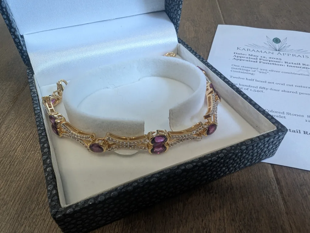 Brand New Silver Garnet & Sapphire Bracelet For Sale image indicator(6)