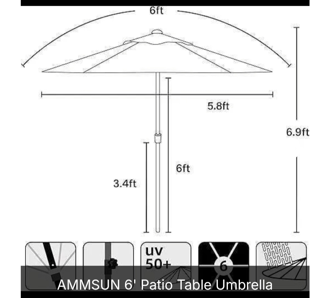 New AMMSUN 6ft Patio Umbrella – Color Tan - photo 3