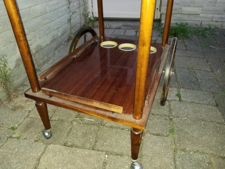 Vintage Style Wooden Rolling Bar/Food Cart 🥕 image indicator(5)
