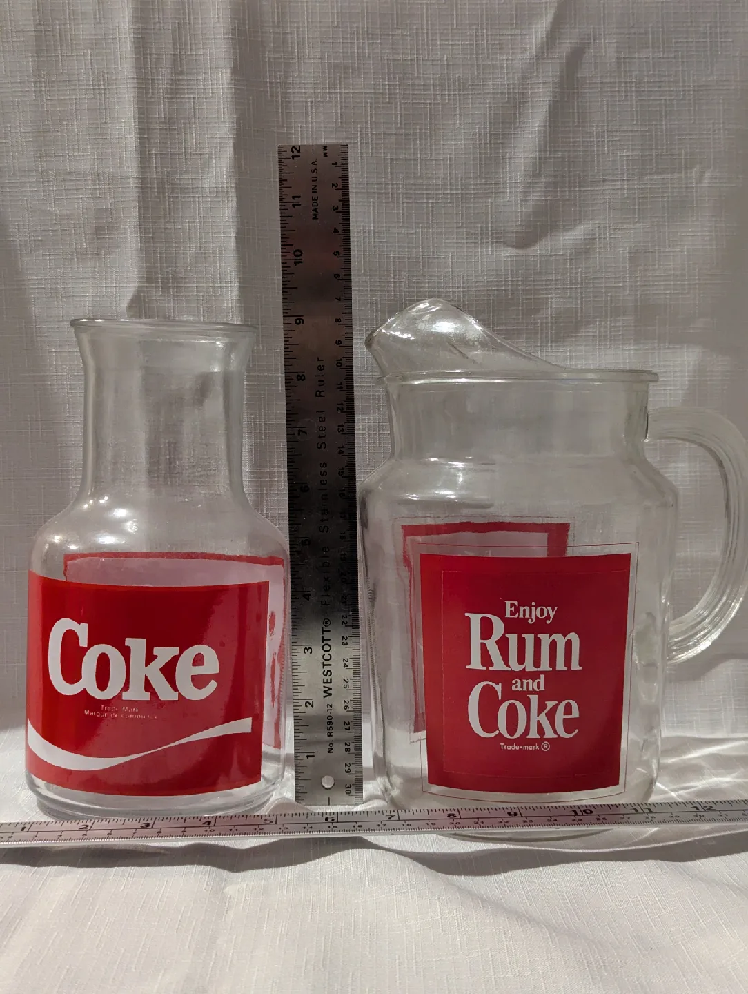 Rum & Coca Cola and Coke Glass Pitchers L $20 R $30 thumbnail