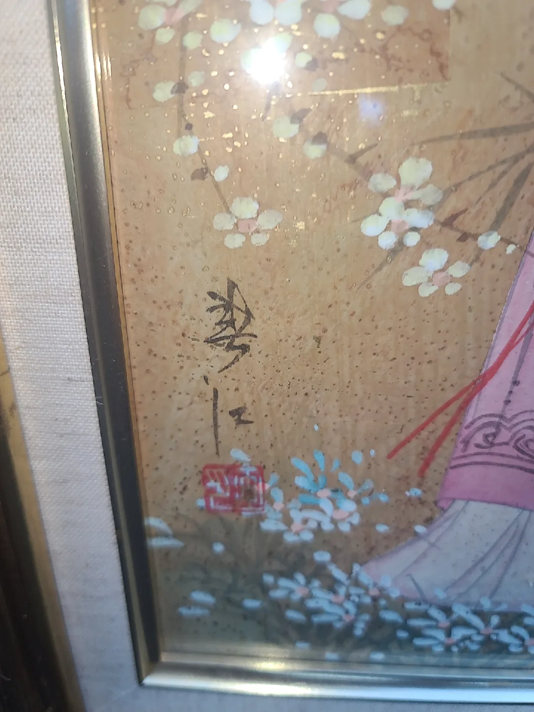 Asian Woman Painting in Bamboo Frame image indicator(3)
