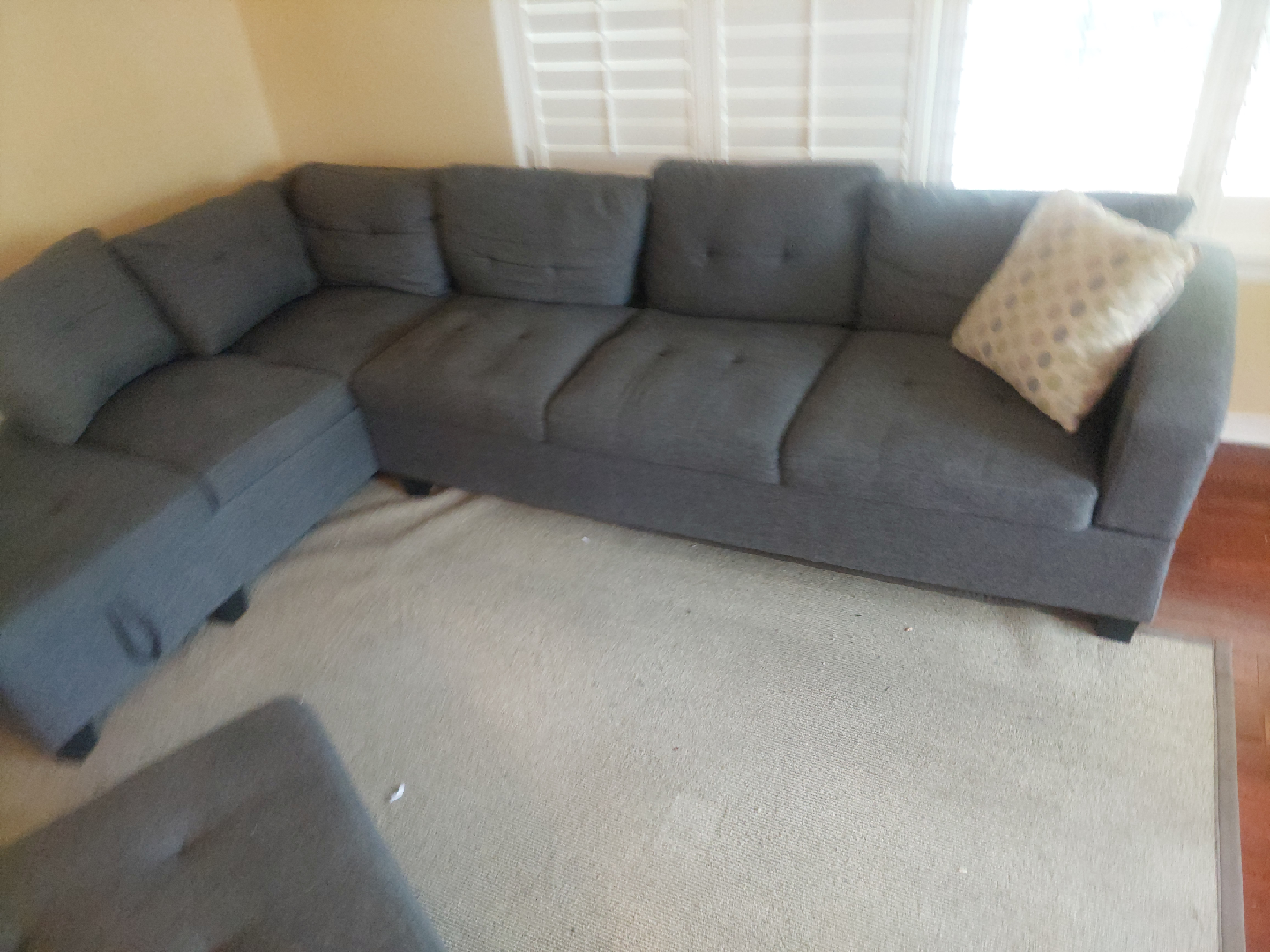 Free delivery Grey Sectional Sofa with Ottoman - photo 4