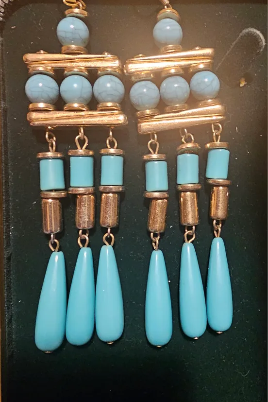 Turquoise & Gold Statement Earrings