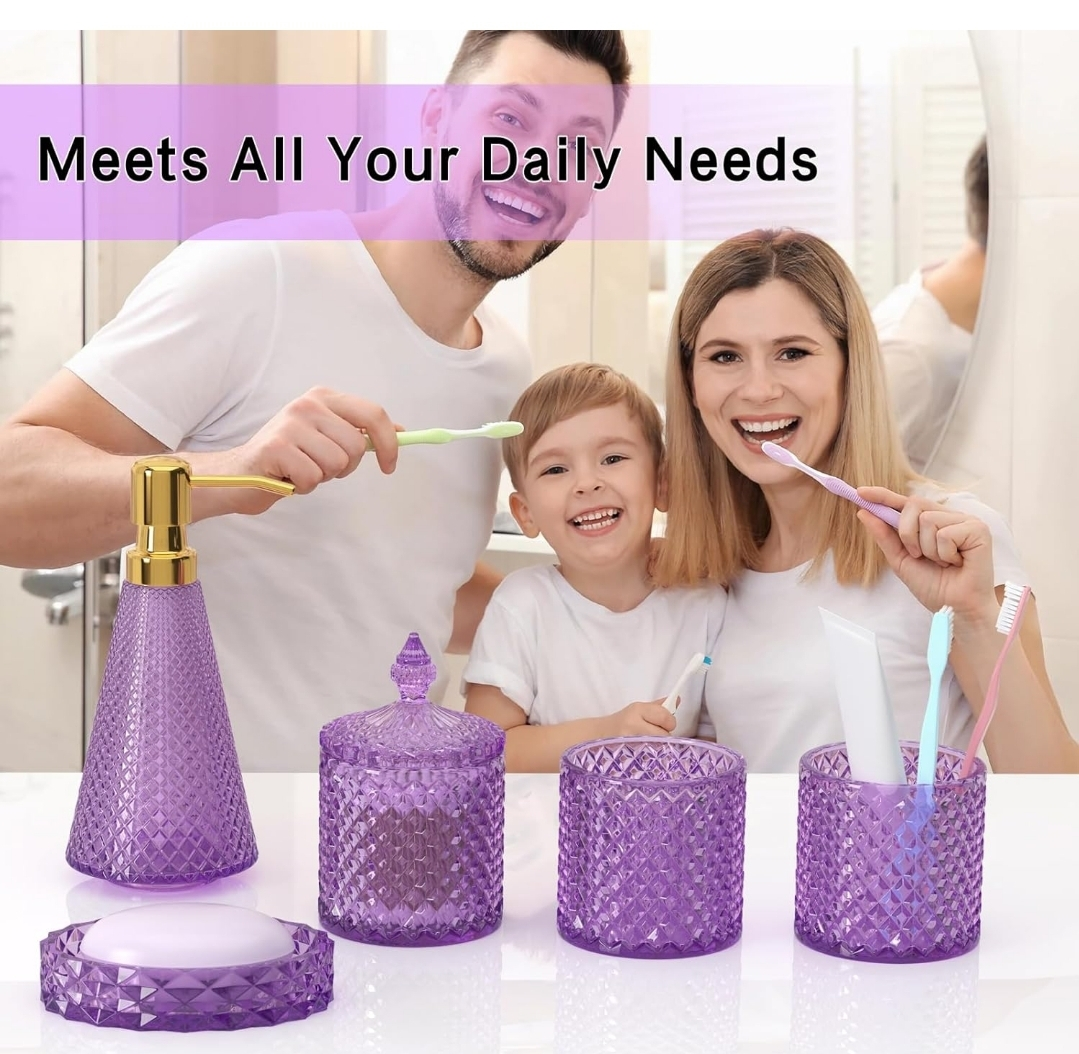Purple Bathroom Accessories Set (5-Piece) - photo 3