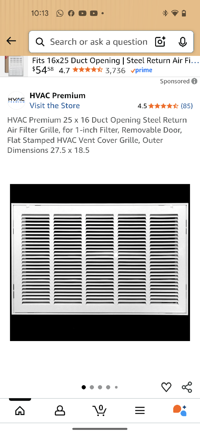 HVAC Premium 25x16 Duct Opening Air Filter Grille