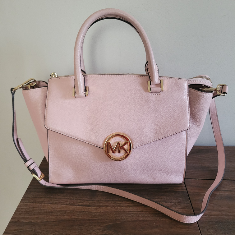 Michael Kors Handbag Leather Hudson Satchel Medium Light Pink