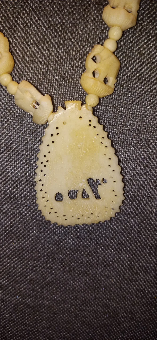 Vintage Elephant Bone Necklace with detailed chain pieces image indicator(5)