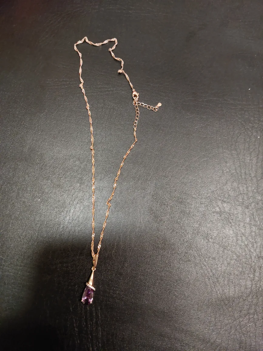 14k Rose Gold Necklace with Purple Stone thumbnail