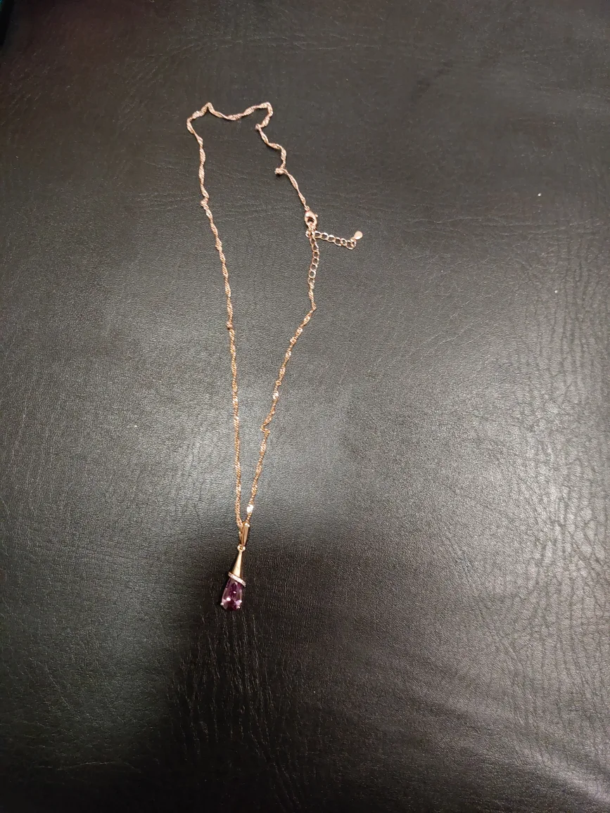 14k Rose Gold Necklace with Purple Stone image indicator(2)
