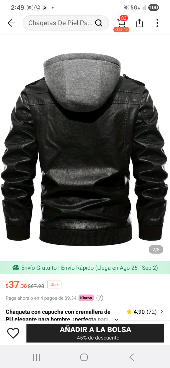 Stylish PU Zipper Hooded Jacket - photo 3