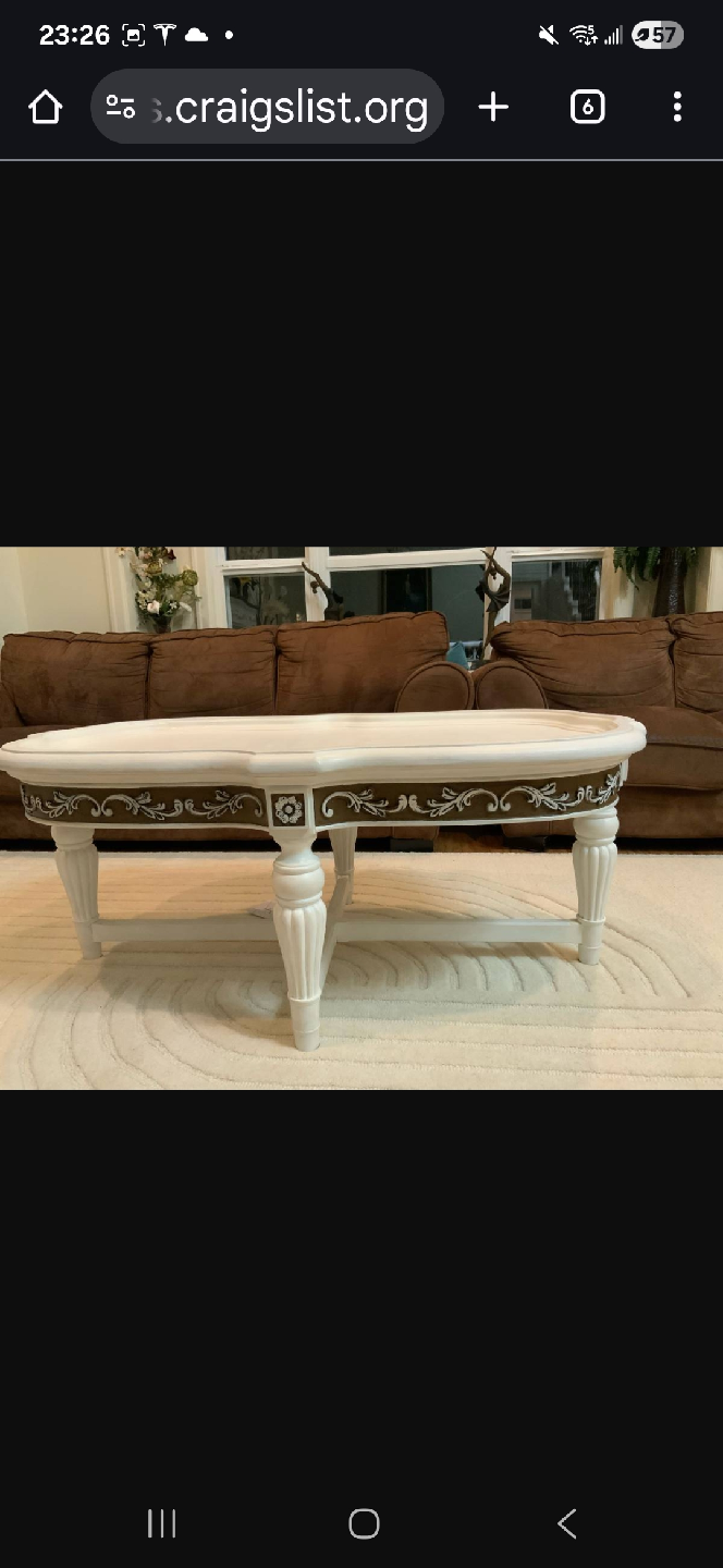 White Coffee Table with Floral Design