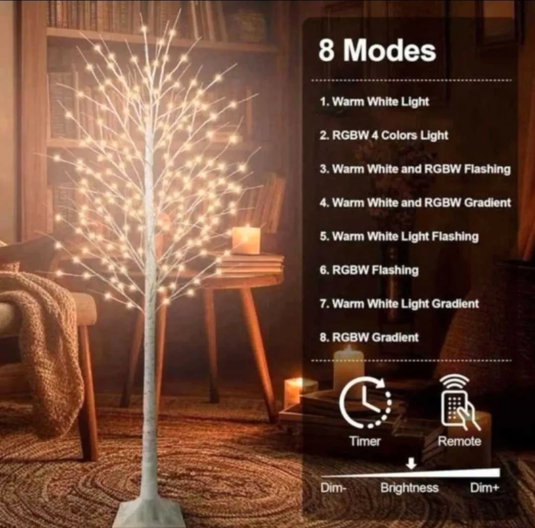 8Ft Lighted Birch Tree image indicator(3)