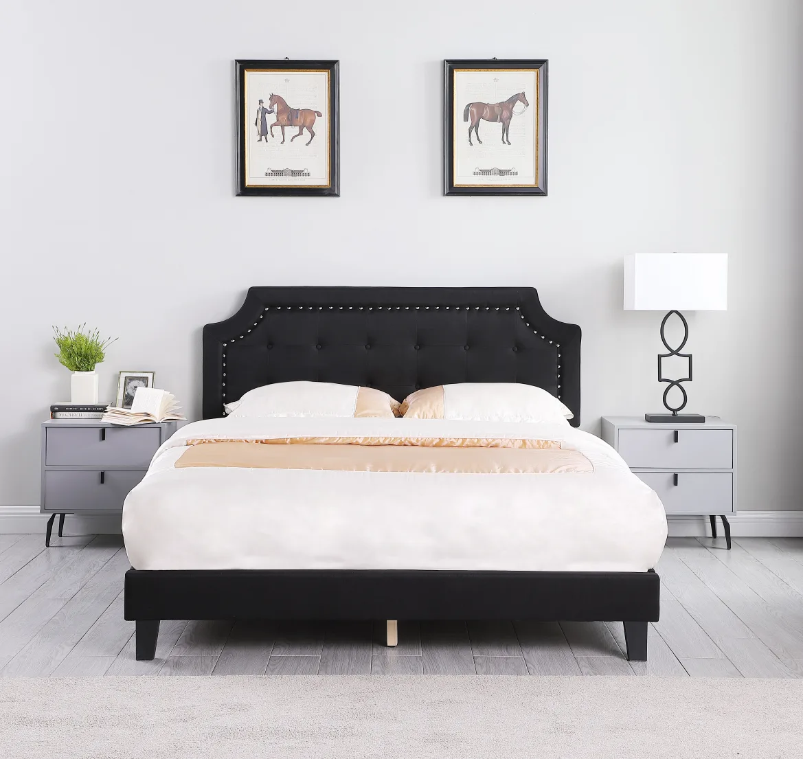 Seasonal Sale on Black Linen Fabric Bed Frame image indicator(2)