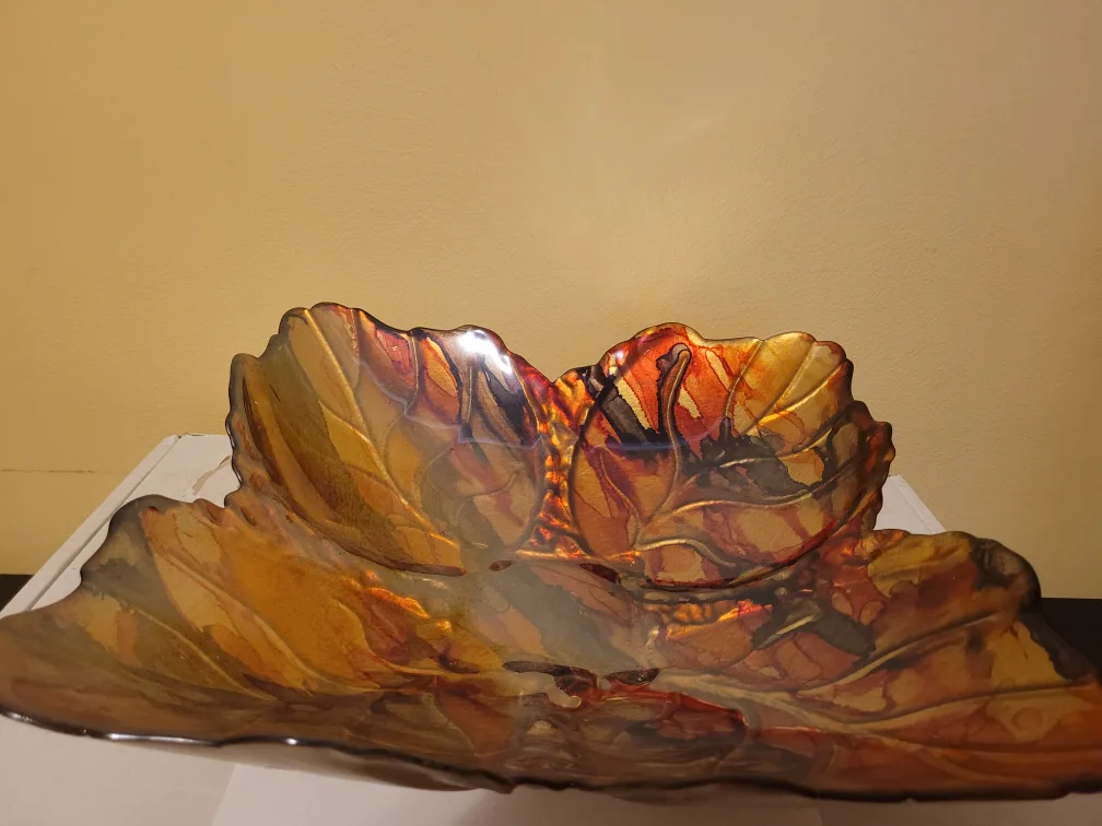 Leaf-Shaped Glass Bowl, decorative