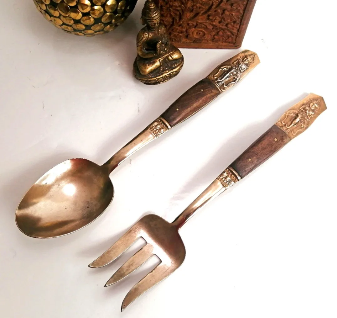 Bronze Nickel Serving Utensils ~ Salad Servers image indicator(9)