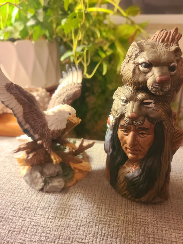 Vintage Eagle and Native American Figurine Set thumbnail