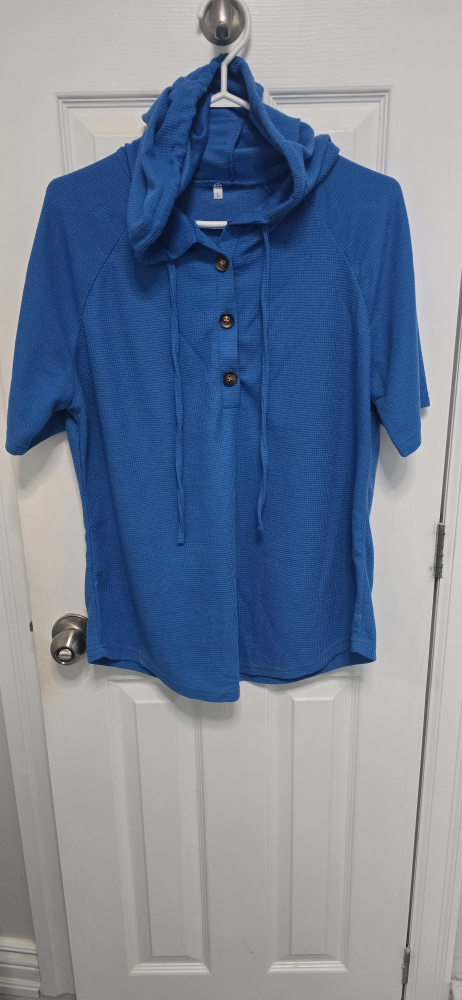 Blue Short Sleeve Hoodie - Size L
