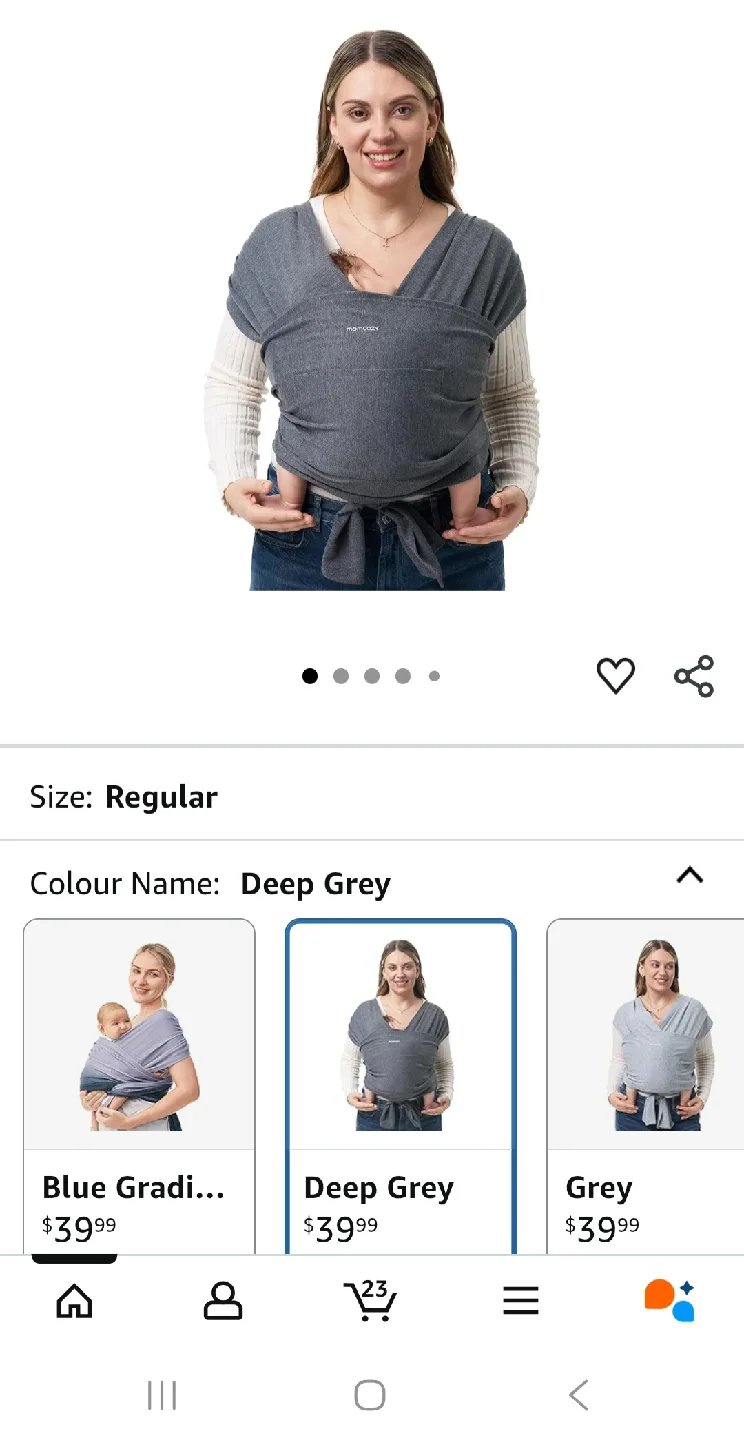 Momcozy Baby Wrap Carrier - Deep Grey