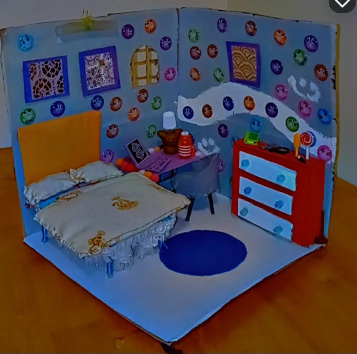 Handmade arts and crafts made by me mini bedroom. image indicator(2)