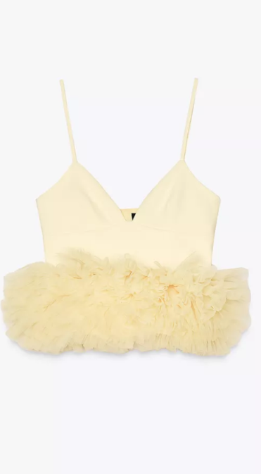 Zara Yellow Tulle Top & Cullottes