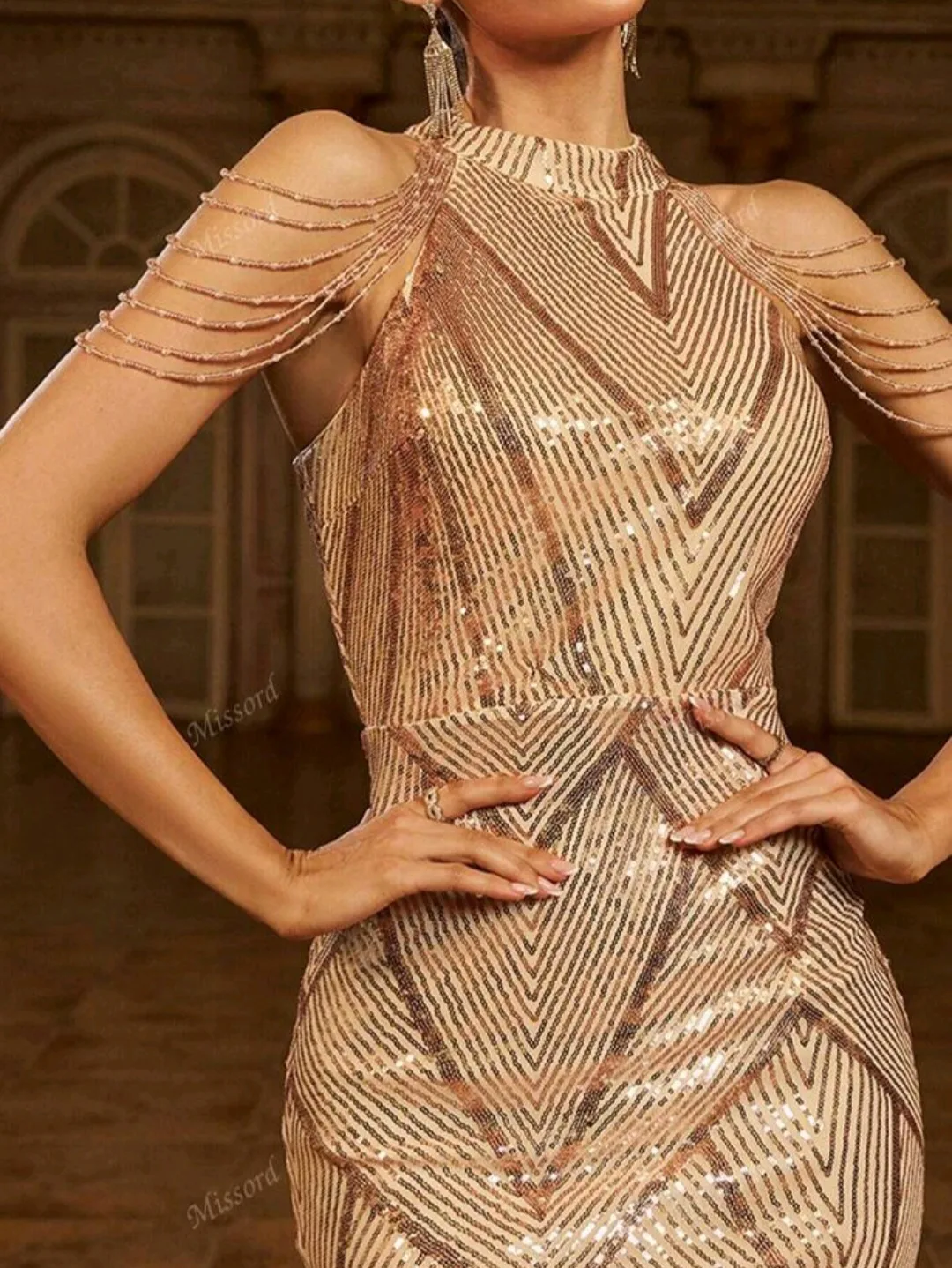 Halter Neck Sequin Mermaid Prom / Evening Dress image indicator(7)