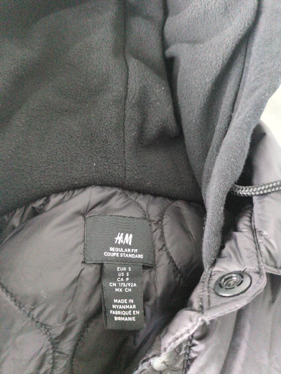 H&M Black Hooded Mens Jacket - Size S thumbnail