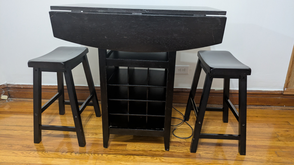 Black Pub Table with Two Stools - photo 3