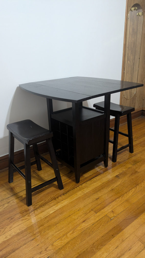 Black Pub Table with Two Stools - photo 4