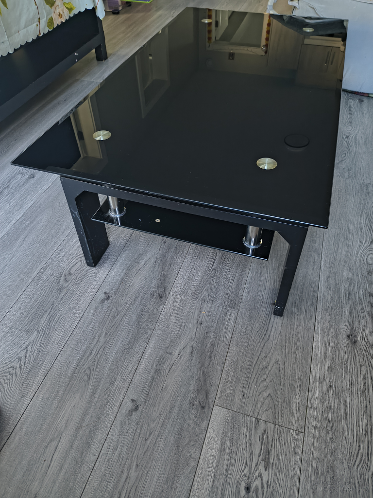 Black Glass Top Coffee Table