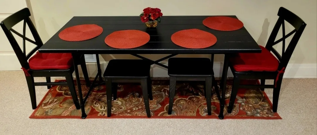 Ikea Black Dining Table with 4 Chairs image indicator(2)