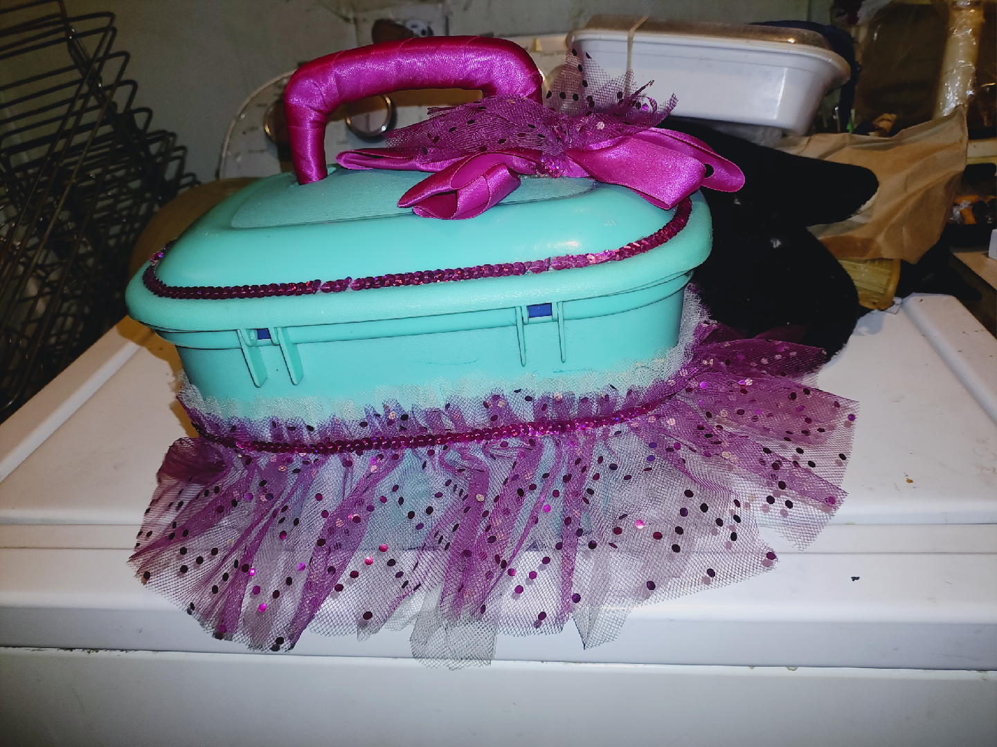 🥕Turquoise & Purple Decorated Craftstor Storage Box - photo 2